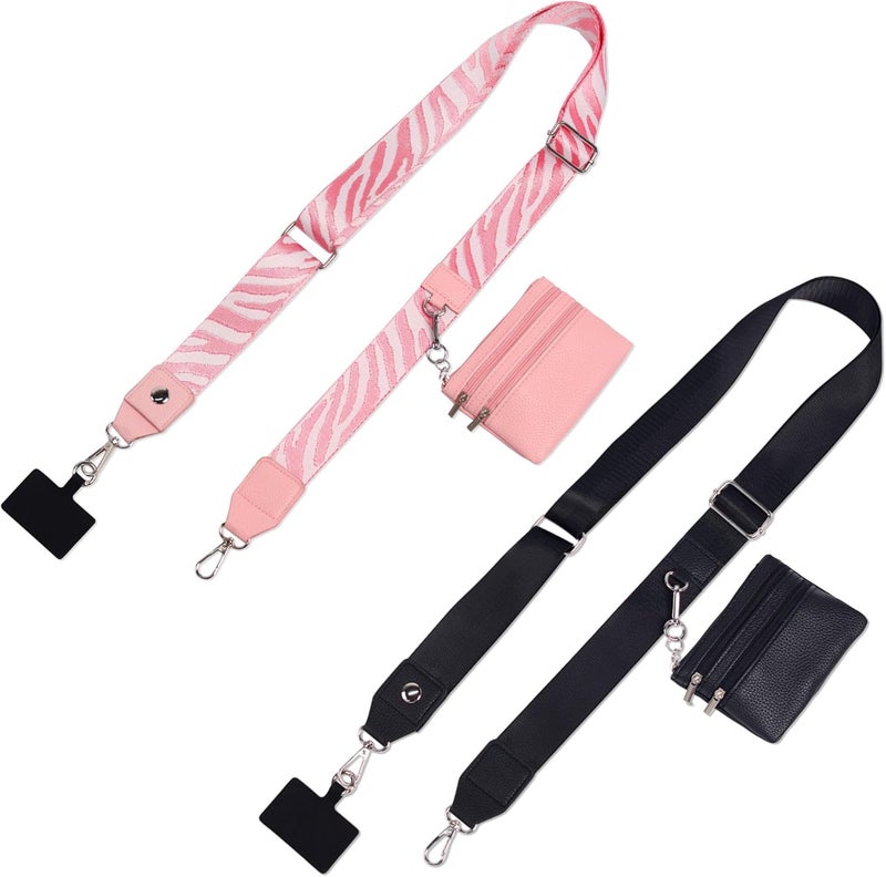 PUGPIU 2 Pack Clip and Go Strap for Phone with Wallet Crossbody - Phone Strap Crossbody with Zippered Pouch, Multifuctional Adjustable Cell Phone Lanyard for Going out - Image 1